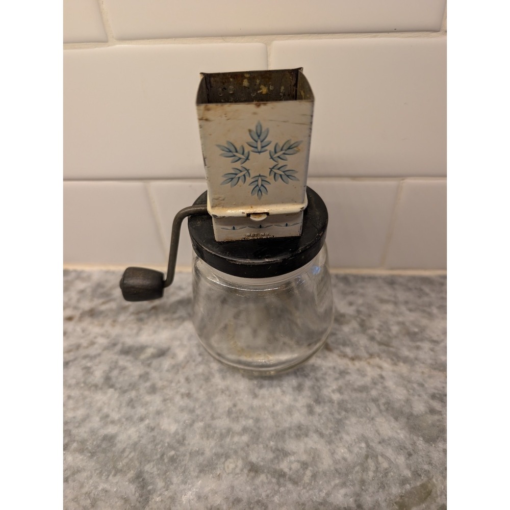Vintage Androck Nut Grinder/Chopper Metal with Glass Jar & Handle Made in U.S.A.